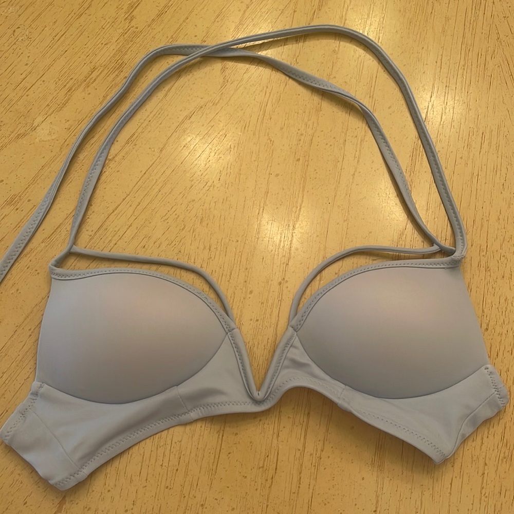 Pink Victoria’s Secret Blue Criss Cross Push Up Tie Bikini Blue Top